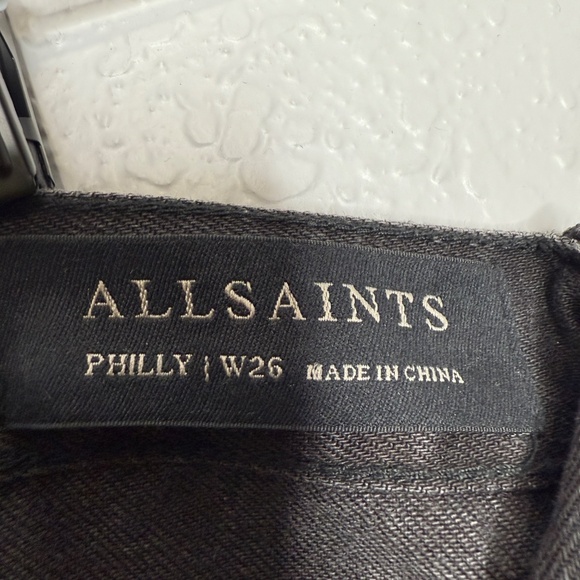 All Saints Philly Black Denim size 26  distressed with embroidered designs -cp - Picture 6 of 11